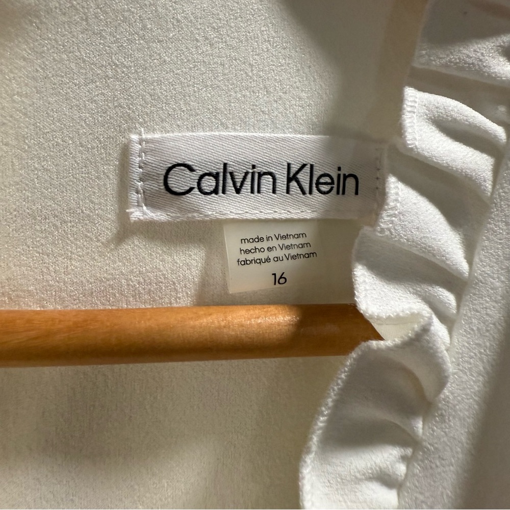Calvin Klein Ivory Ruffle-Trim Jumpsuit - Picture 2 of 11